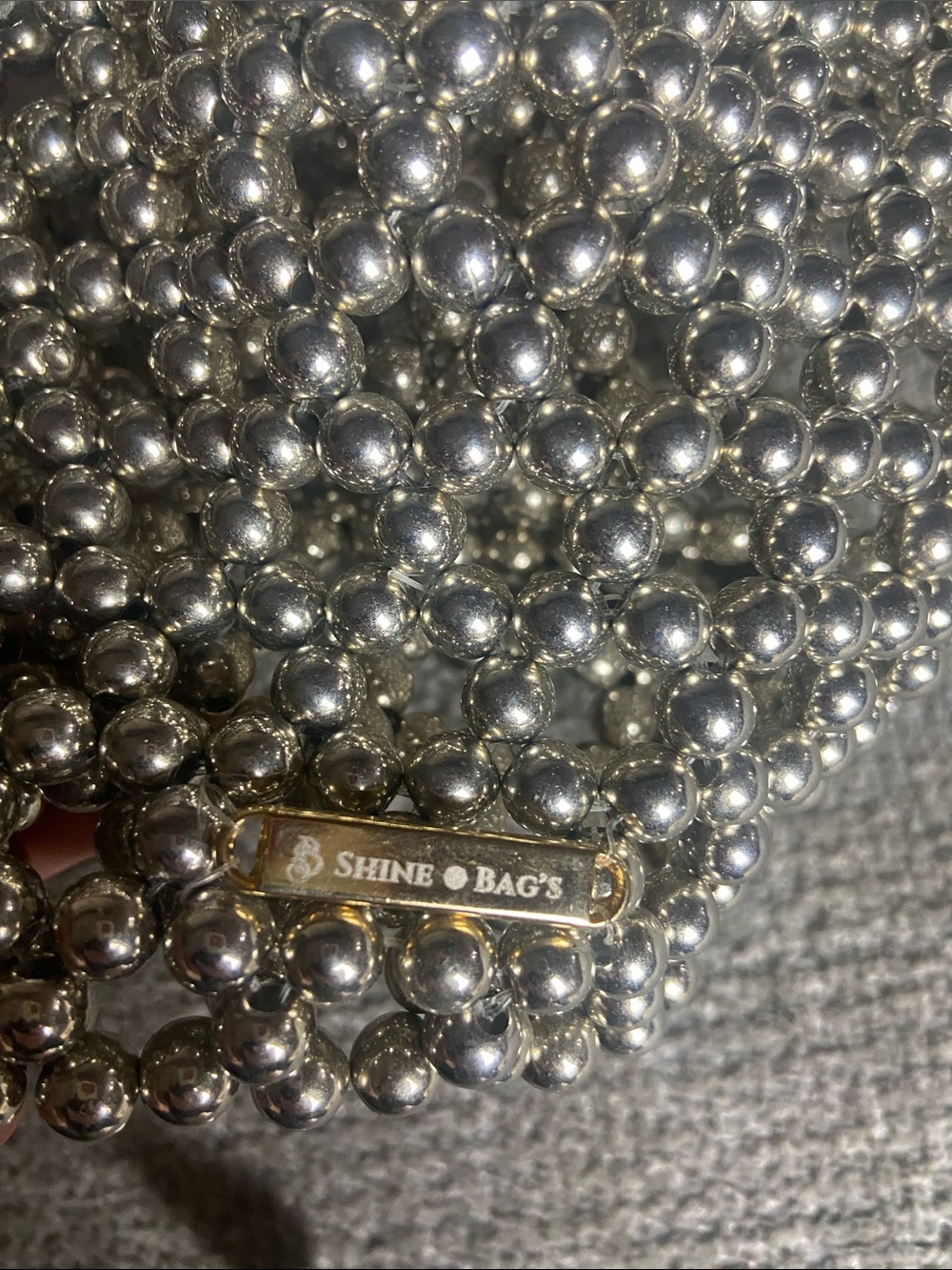 Silver Beaded Mini Drawstring Bag - Picture 2 of 12